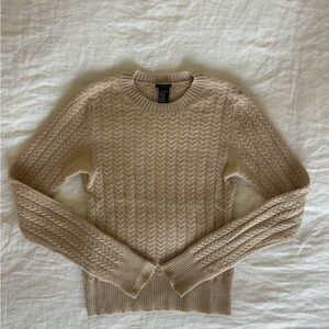 Theory Beige Cable Knit Sweater, 100% Cashmere, Size Medium